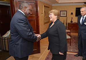 Cyril Ramaphose greeting President of Chile