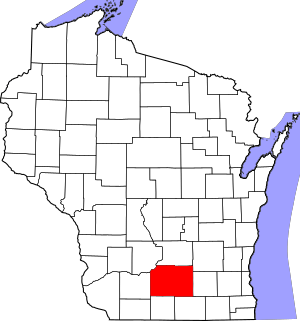 Map of Wisconsin highlighting Dane County