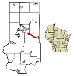 Location of Blair in Trempealeau County, Wisconsin.