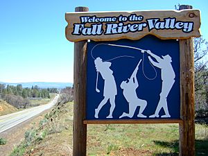 Sign welcoming visitors to Fall River Valley