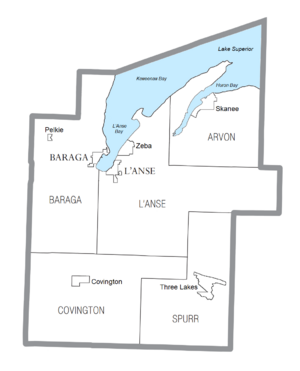 Baraga County, MI census map