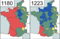 English and French holdings 1180-1223