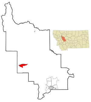 Lewis and Clark County Montana Incorporated and Unincorporated areas Lincoln Highlighted.svg