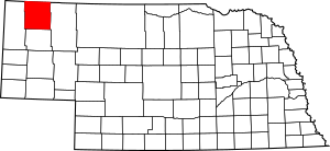 Map of Nebraska highlighting Dawes County