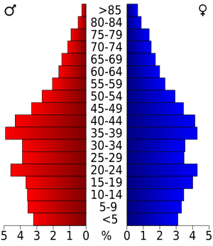 USA Hampton city, Virginia age pyramid