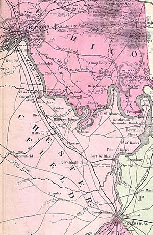 1862 Johnson's Map of The Vicinity Of Richmond and Peninsular Campaign in Virginia - Geographicus - Richmond-j-62 Richmond and Petersburg Railroad