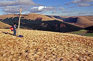 Cross on the top of Dodd Hill Carsphairn hills