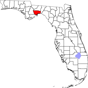 Map of Florida highlighting Wakulla County