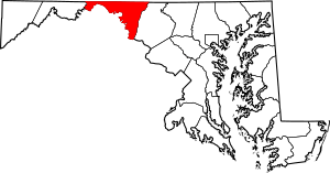 Map of Maryland highlighting Washington County