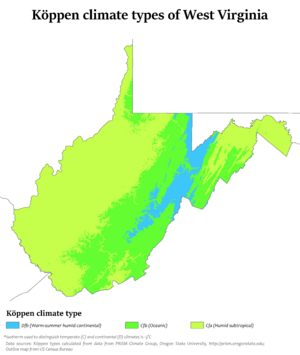 West Virginia Köppen