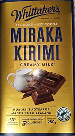 Whittaker's Chocolate te reo label