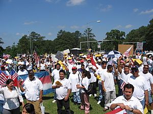 A day without immigrants - protesters in Memorial Park