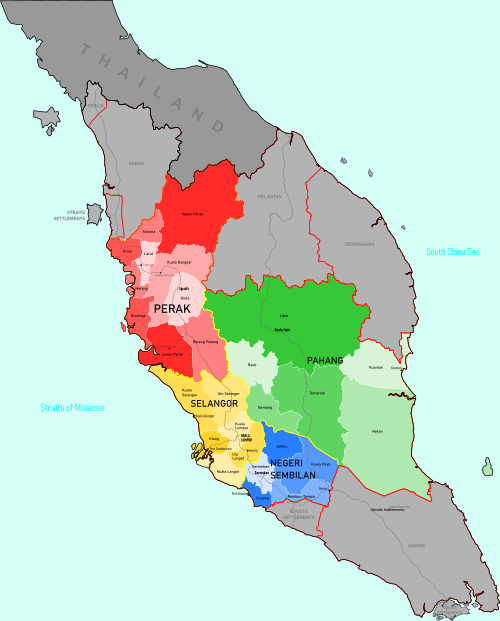 Administrative divisions of the Federated Malay States in 1939