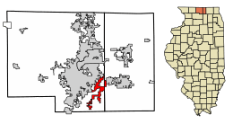 Location of Cherry Valley in Winnebago and Boone County, Illinois.