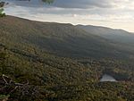 Cheaha Lake at the base of Mount Cheaha from above.