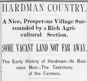 Hardman Oregon Newspaper Article 1892