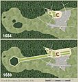 Schéma montrant l'évolution de meudon de 1654 à 1659