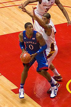 20120128 Royce White defending of Iowa State against Thomas Robinson of the Kansas Jayhawks