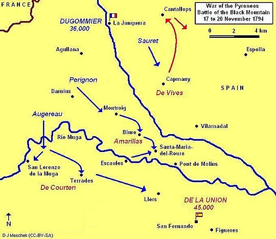 Battle of the Black Mountain 1794 Map