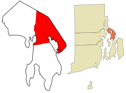 Location in Bristol County and the state of Rhode Island