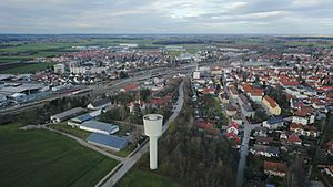 Aerial view of the town