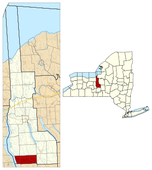 Location within Cayuga County and New York