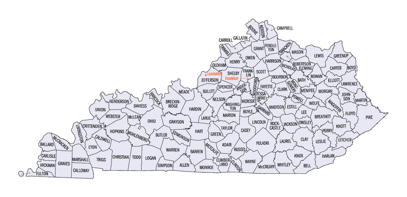 Map of Kentucky's counties