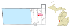 Location within Ottawa County (red) and the administered CDP of Allendale (pink)