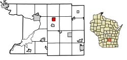 Location of Pardeeville in Columbia County, Wisconsin.
