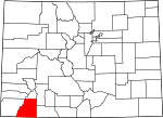 State map highlighting La Plata County