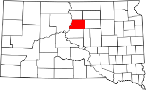 Map of South Dakota highlighting Potter County