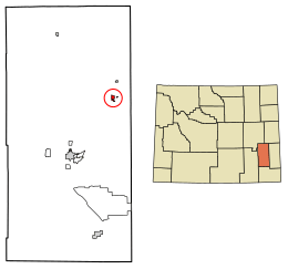 Location of Guernsey in Platte County, Wyoming.