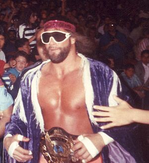 WWF Champion Randy Savage running