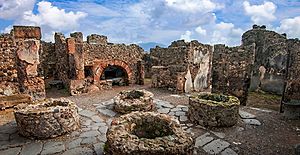 Another view of a bakery in Region VIII Pompeii Walk (51813493084)