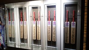 Autographed bats of teams that participated in 2016 T20I World Cup at Blades of Glory Cricket Museum, Pune