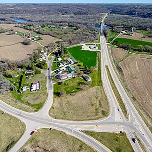 US-18 passes through town and bridges over the Wisconsin River