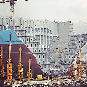 Cargo hold 4 and 3 on one of our new Triple-E vessels