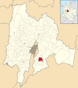 Location of the municipality and town inside Cundinamarca Department of Colombia