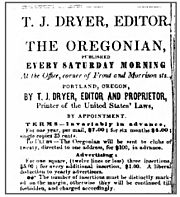 Early Oregonian masthead