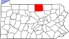 State map highlighting Tioga County