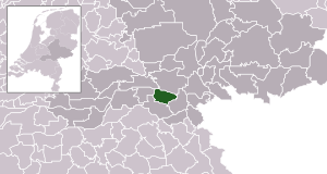 Highlighted position of Beuningen in a municipal map of Gelderland