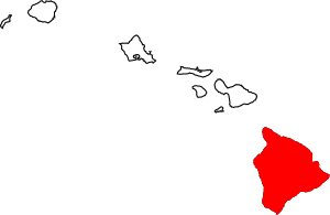 Map of Hawaii highlighting Hawaii County