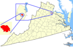 State map highlighting Fredericksburg