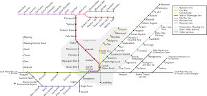 South-east Wales rail network map