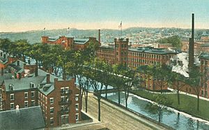 Birds-eye View of Mills & Canal, Lewiston, ME