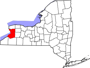 Map of New York highlighting Erie County