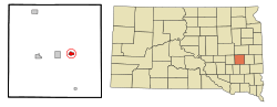 Location in Miner County and the state of South Dakota