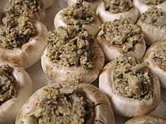 Uncooked stuffed mushrooms, January 2009