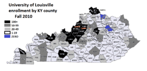 University of Louisville enrollment map