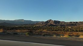 View from Route 14 of Acton and the surrounding valley with Mt. Gleason and the San Gabriel Mountains in the background.